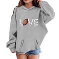 thumbnail image 1 of sususu Girls Hoodies Size 3-4 Years Drop Shoulder Loose Outwear Machine Washable Graphic Print Sweatshirts (Grey), 1 of 4
