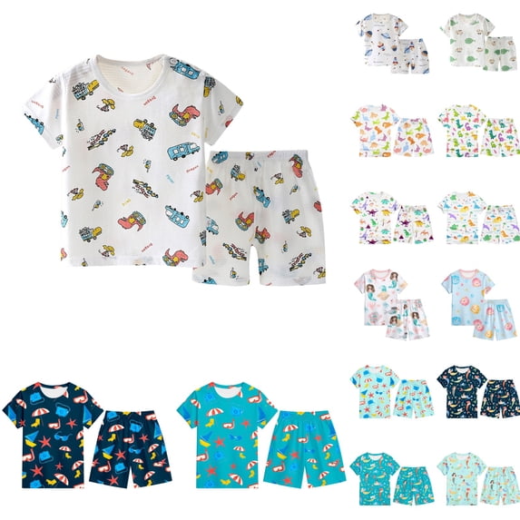 sususu Girls Outfits 2 piece Animal Print Short Sleeve Pajama Set Soft Summer Sleepwear for Toddlers and Kids