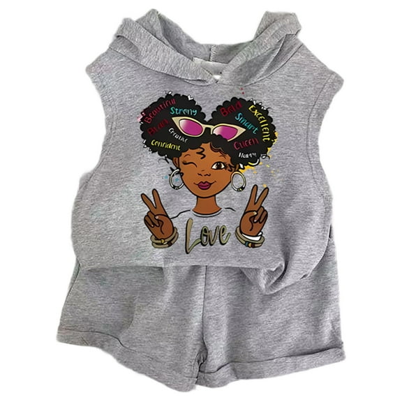 sususu Girls Outfits 2 piece Summer Casual Playwear Set Cute Printed Tank Top and Shorts Two Piece Outfit Comfortable Toddler Kids Clothes for Ages 2 to 13 Years,Grey1,18-24 Months