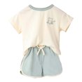 thumbnail image 1 of sususu Girls Outfits 2 piece Summer Floral Print Outfit Set Casual Toddler Baby Clothes Two Piece T-Shirt and Shorts for Beach School Party,Light Blue,2-3 Years, 1 of 7