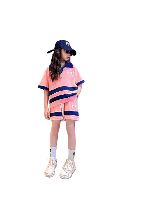 Girls Outfits 2 piece Summer Sporty Outfit Two Piece Set Casual Playwear Top and Shorts for Toddler Kids Teen Comfortable Breathable Daily Wear School Outdoor Activities,Pink,14-15 Years