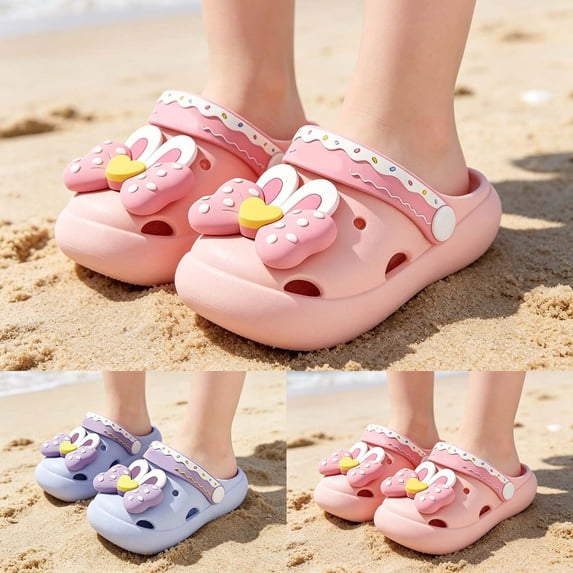 sususu Girls and Boys Light Slippers Sandals Summer Beach Flip Flops for Bathing Beach Pool Indoor Outdoor Blue 2-2.5 Years
