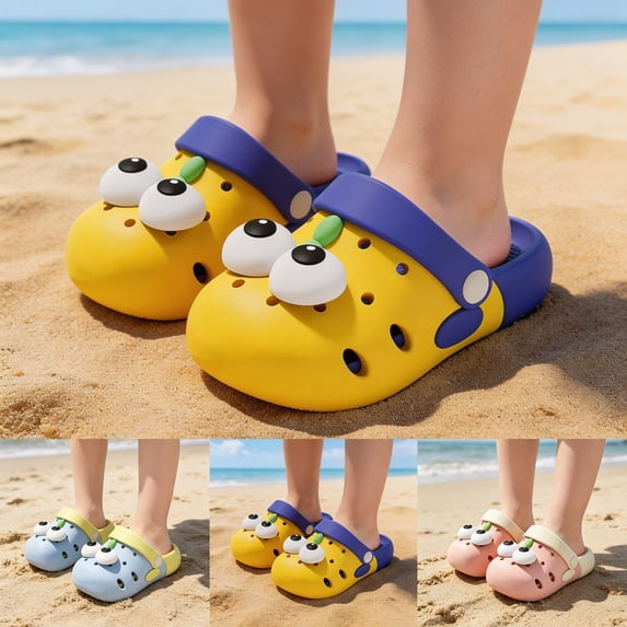 sususu Girls and Boys Light Slippers Sandals Summer Beach Flip Flops for Bathing Beach Pool Indoor Outdoor Pink 7-8 Years