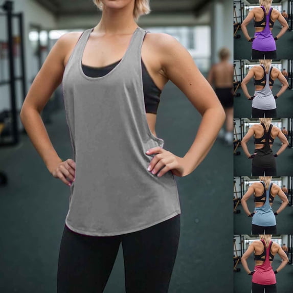 sususu Gym Tops for Women Workout Sleeveless Tank Tops for Women Crewneck Camisole Running Yoga Active Shirts Lightweight Racerback Breathable Tee Black S