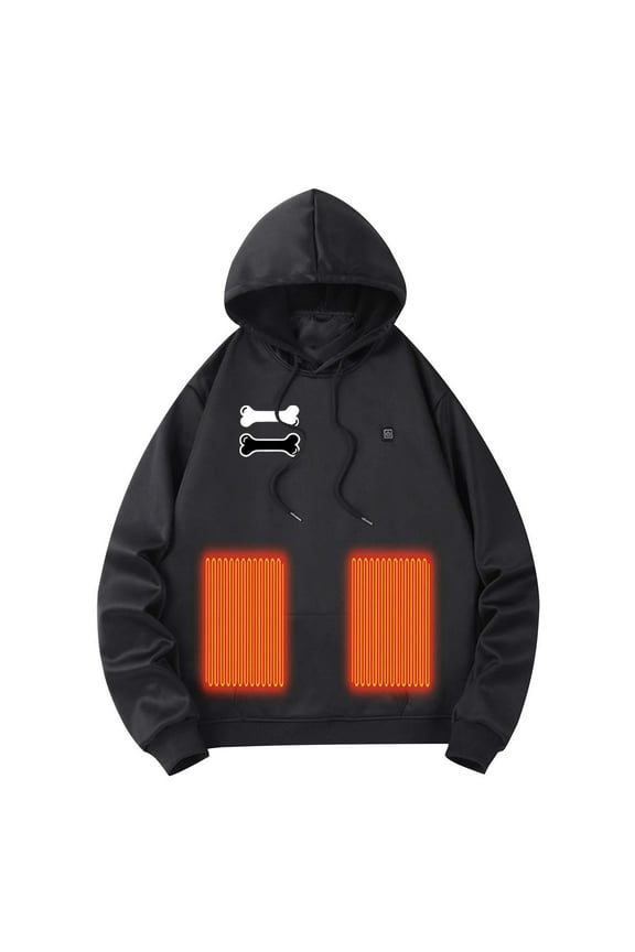 Heated Jackets for Men,Men's Winter Heated Pullover Hoodie Advanced 5 Battery Powered Thermal Jacket For Outdoor Cold Weather Activities - Black