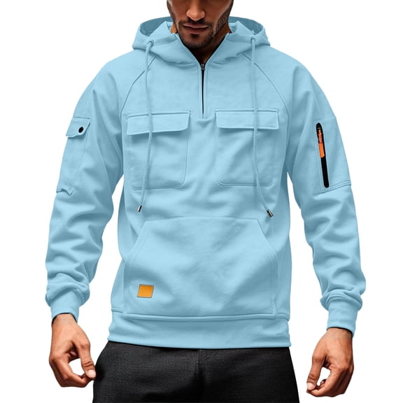 sususu Hoodies for Men Big And Tall Heavyweight Solid Color Hoodie For Fall And Winter Casual Pocket Sweatshirt For Youth Comfortable And Stylish Outdoor Wear,BU2,S