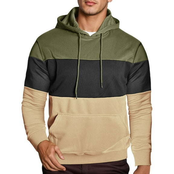 sususu Hoodies for Men Graphic Casual Hooded Sweatshirt Long Sleeve Pullover With Color Design For Athletic Streetwear Comfortable Lightweight Hoodie,Green,L