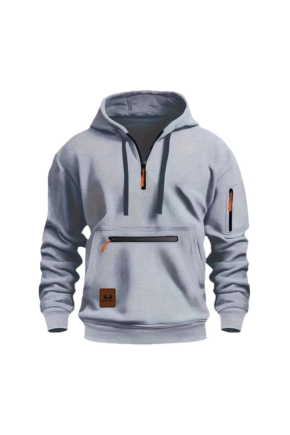Hoodies for Men Anime Sweatshirt Thickened Autumn Winter Zipper Pocket Cardigan Jacket,Light Gray,XXL
