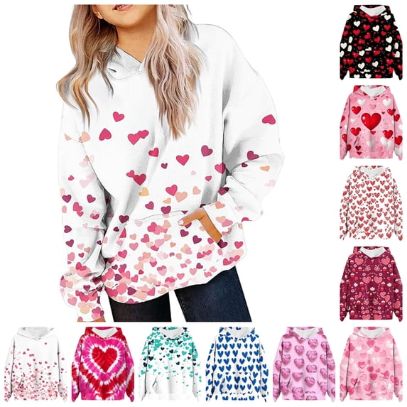 sususu Kids Hoodies Girls 5-6T Oversized Sweatshirt Long Sleeve Printed Sweatshirt for Casual Wear and Outdoor (Pink,5-6 Years)