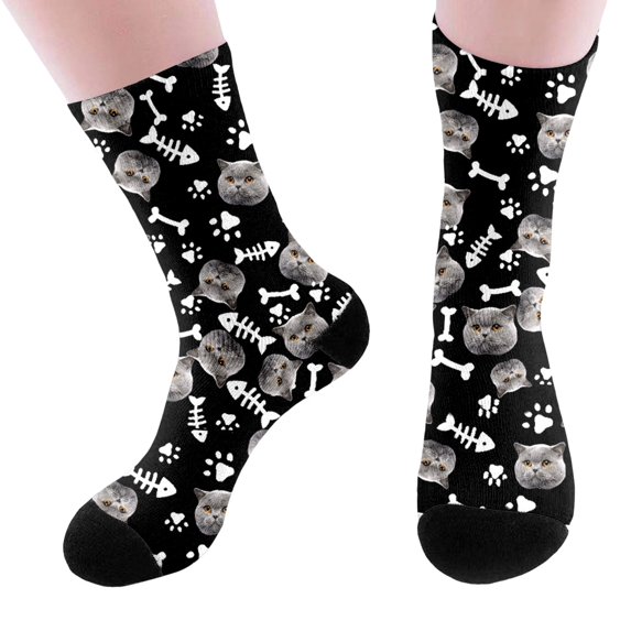 sususu Knee High Socks Black,Personalised Socks With Photo Socks With Face Socks Print Photo Personalised Socks for Christmas Birthday