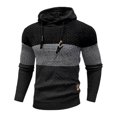 thumbnail image 1 of sususu Large Men Pullover Hoodie Fall Winter Long Sleeved Hooded Colour Blocked Sporty Casual Style Sweatshirt,Black,XL, 1 of 3