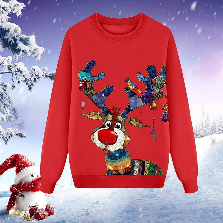 sususu Matching Christmas Sweater for Family O Neck Holiday