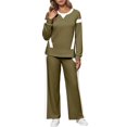 thumbnail image 1 of sususu Matching Sets,Lounge Set Korean Style Lightweight Womens Two Piece Trousers Suit Casual Loose Fit Comfort Outfit for Daily Wear - Coffee, 1 of 5