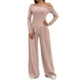 thumbnail image 1 of sususu Matching Sets,Lounge Set Women's Two Piece Comfort Outfit Relaxed Drop Shoulder Tee with Flowy Wide Leg Pants Soft Casual Wear Set for Everyday - Pink, 1 of 8