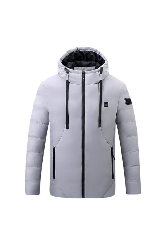 Men Four Smart Heating Jacket USB Controlled Three Speed Temperature Regulation Rechargeable Warm Coat - Grey