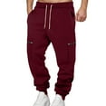 thumbnail image 1 of sususu Men Travel Pants Airplane,Men's Casual Straight Leg Athletic Trousers with Side Zipper Pockets Comfortable Daily Wear Fashionable Bottoms,Red,S, 1 of 4