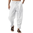 thumbnail image 1 of sususu Men Travel Pants Stretch,Men's Lightweight Breathable Casual Trousers with Elastic Drawstring Waist for Outdoor Travel and Everyday Relaxed Fit,White,XXXXXL, 1 of 7