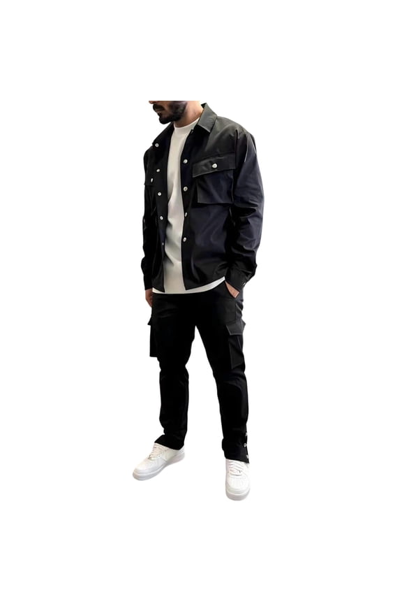 Men's Casual Suit Jacket,Modern Business Attire formal Suit Set for Wedding Events And Corporate Occasions Featuring Tailored Jacket With Matching Trousers - Black