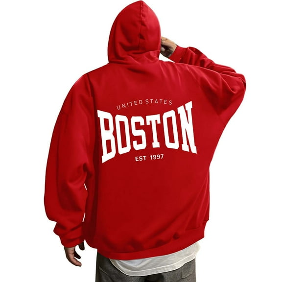 sususu Men's Hoodies 3X Letter Print Hoodie Sweatshirt For Stylish Comfort And Everyday Wear,Red,XXL