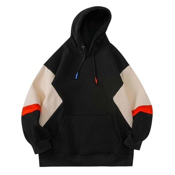 sususu Men's Hoodies 3X Oversized Hoodie Pullover Casual Streetwear Long Sleeve Sweatshirt With Hood For Loose Fit Comfort,Black,S