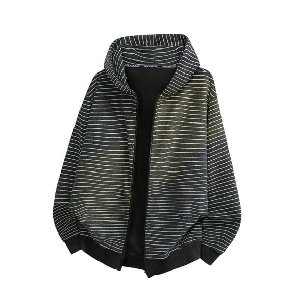sususu Men's Hoodies Pullover 3Xl Striped Hooded Zip Up Sweatshirt Lined Casual Pullover Jacket Lightweight Athletic Outdoor Sportswear Hoodie,Black,M