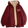 thumbnail image 1 of sususu Men's Hoodies Zip Up Winter Warm Jacket Hooded Sweatshirt For Outdoor Activities And Casual Wear,Wine,XXXXXL, 1 of 2