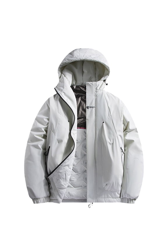 Men's Insulated Hooded with Heating Technology for Extreme Cold Weather and Comfortable Outdoor Activities - White