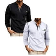 thumbnail image 1 of sususu Men's Long Sleeve Shirt, Raglan Sleeve Tee with Pocket, Winter Casual Top with Stripe, 1 of 7