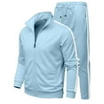 thumbnail image 1 of sususu Men's Suit 2 Piece,Men's Casual Tracksuit Set Fashion Hooded Zip Up Sweatshirt With Matching Jogger Pants for Daily Wear Athletic Training Comfort Fit Activewear - Light Blue, 1 of 2