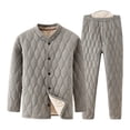 thumbnail image 1 of sususu Men's Wedding Suit,Thermal Flannel Winter Wear Set for Senior Men Cozy Padded Jacket And Trousers Outfit Comfortable Daily Casual Attire - Grey, 1 of 3