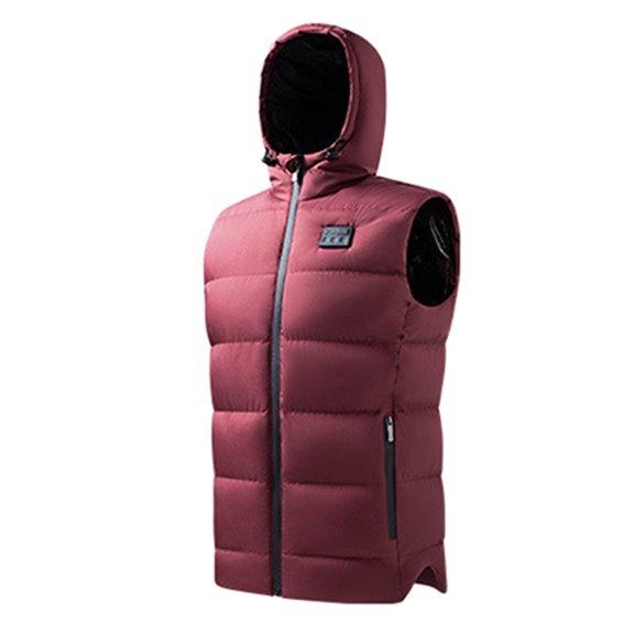 sususu Men's Winter Thermal Heated Padded Vest with Zippered Pockets for Cold Weather Outdoor Activities and Style Comfort - Red