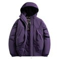 thumbnail image 1 of sususu Men's Winter Thermal Heated with Hood Windproof Cold Weather Insulated Padded Jacket for Outdoor Casual Wear - Purple, 1 of 4
