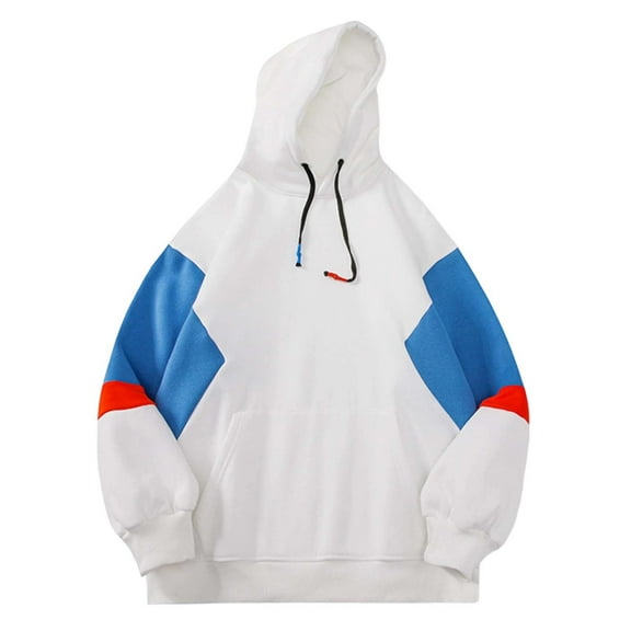 sususu Mens Black Hoodies With Zipper Oversized Hoodie Pullover Casual Streetwear Long Sleeve Sweatshirt With Hood For Loose Fit Comfort,White,L