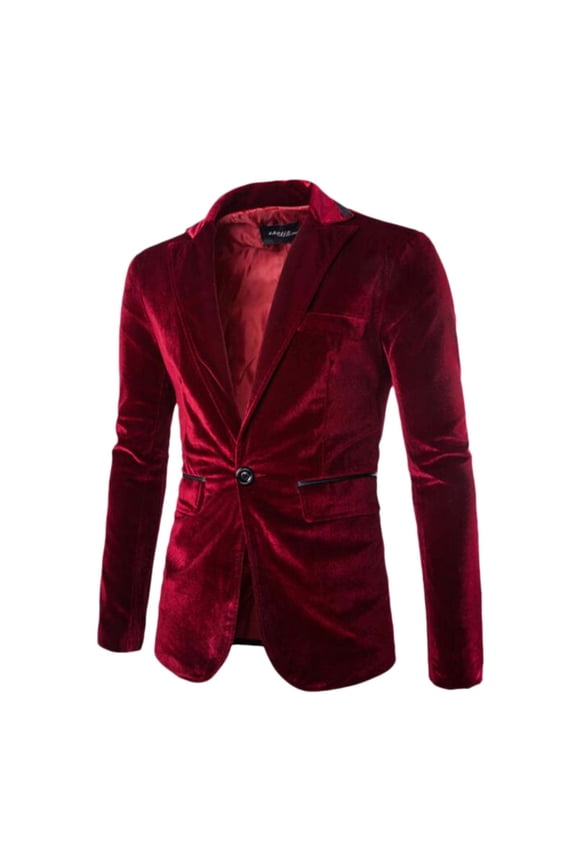 Mens Black Leather Blazer,Men's Suits,Modern Open Slim Fit Button Suit Jacket With Contrast Styling for Business and formal Occasions