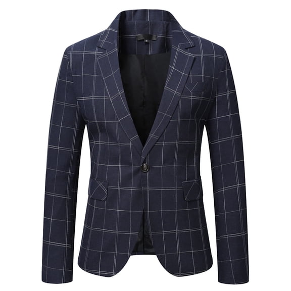 sususu Mens Blazer Jacket,Business Casual Outfits for Men,Autumn Winter Slim Fit Retro Plaid Suit Jacket With Buttoned Pockets for Daily Attire