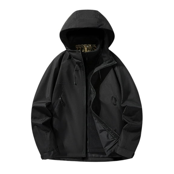 sususu Mens Casual Jackets Lightweight ,Solid Color Hooded Zipper Jacket Casual Loose Sports Comfortable Outdoor Jacket,Black,XXXL