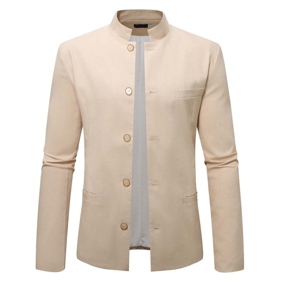 sususu Mens Casual Two Button Blazer,Suit Men,Traditional Zhongshan Business Casual Stand Collar Jacket for Modern formal Attire Slim Fit