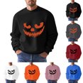 thumbnail image 1 of sususu Mens Halloween Pumpkin Face Graphic Sweatshirts Spooky Season Long Sleeve Crew Neck Pullover XXL, 1 of 5