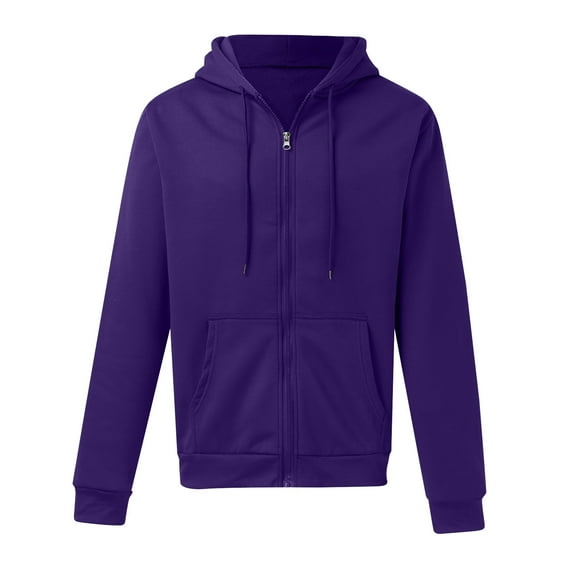 sususu Mens Hoodies Pullover Big And Tall Solid Color Zip Up Hooded Sweatshirt With Front Pockets Casual Pullover Jacket For Outdoor Athletic Wear,Purple,XXL