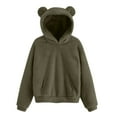 thumbnail image 1 of sususu Mens Hoodies Pullover Graphic Women And Men And Bear Ears Hooded Sweatshirt Warm Pullover With Cozy Hood For Adults,Army Green,XL, 1 of 5