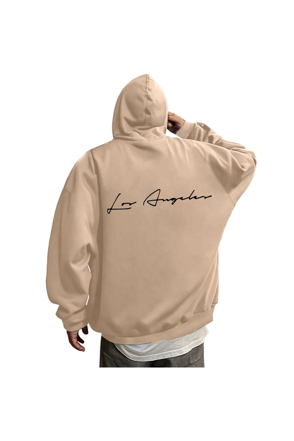 Mens Hoodies Pullover Tie Dye Letter Graphic Hoodie Sweatshirt For Casual Wear And Everyday Comfort,Khaki,L