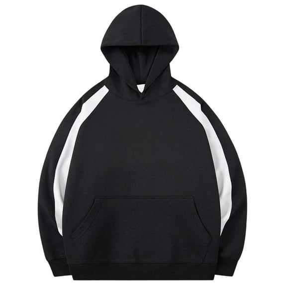 sususu Mens Hoodies With Zipper Casual Streetwear Pullover Hoodie Fashion Contrast Color Design Comfortable Loose Fit Outdoor Sports Jacket,Black,XL