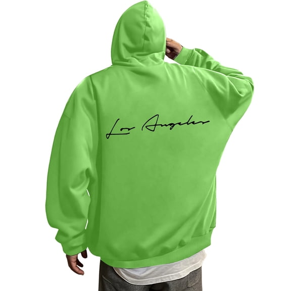 sususu Mens Hoodies With Zipper Letter Graphic Hoodie Sweatshirt For Casual Wear And Everyday Comfort,Light Green,XXXL