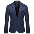 thumbnail image 1 of sususu Mens Navy Blue Blazer,Mens Jacket Big and Tall,Contemporary Slim Fit Two Button With Modern Round Hem and Pockets for Autumn Winter Style, 1 of 3