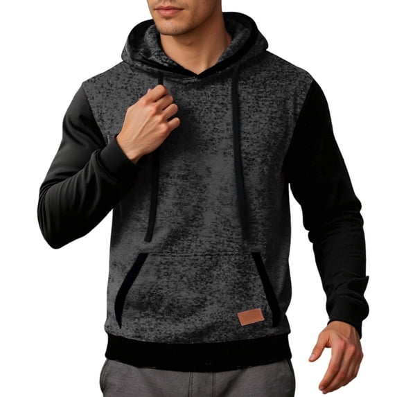 sususu Mens Plain Hoodies Athletic Casual Jacquard Color Hooded Sweatshirt With Comfortable Fit And Modern Style For Everyday Wear,Black,XXL