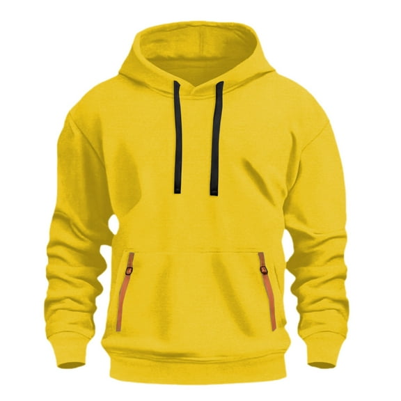 sususu Mens Plain Hoodies Pullover Hoodies For Fashion Novelty Hoodie Long Sleeve Casual Loose Fit Heavyweight Hooded Sweatshirt With Pocket,Yellow,L