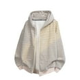 thumbnail image 1 of sususu Mens Plain Hoodies Pullover Striped Hooded Zip Up Sweatshirt Lined Casual Pullover Jacket Lightweight Athletic Outdoor Sportswear Hoodie,Beige,L, 1 of 3