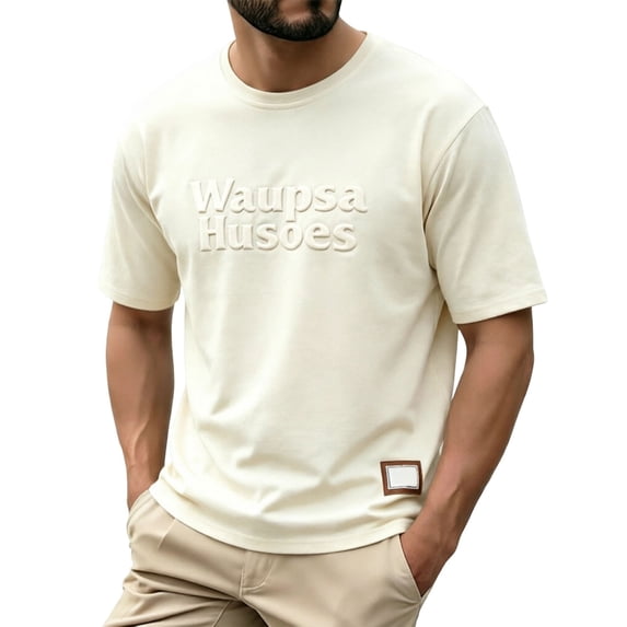 sususu Mens Plain T Shirts , Men's Undershirts , Fashionable Stamp Print Crew Neck Short Sleeve Tee For Men Casual Comfort Fit Basic Top Daily Wear Summer T-Shirt