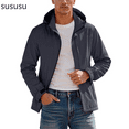 thumbnail image 1 of sususu Mens Quilted Bomber Jackets ,Casual Jackets Lightweight Hooded Windbreakers For Outdoor Activities Breathable Casual Coat With Relaxed Fit For ,Grey,XXL, 1 of 5