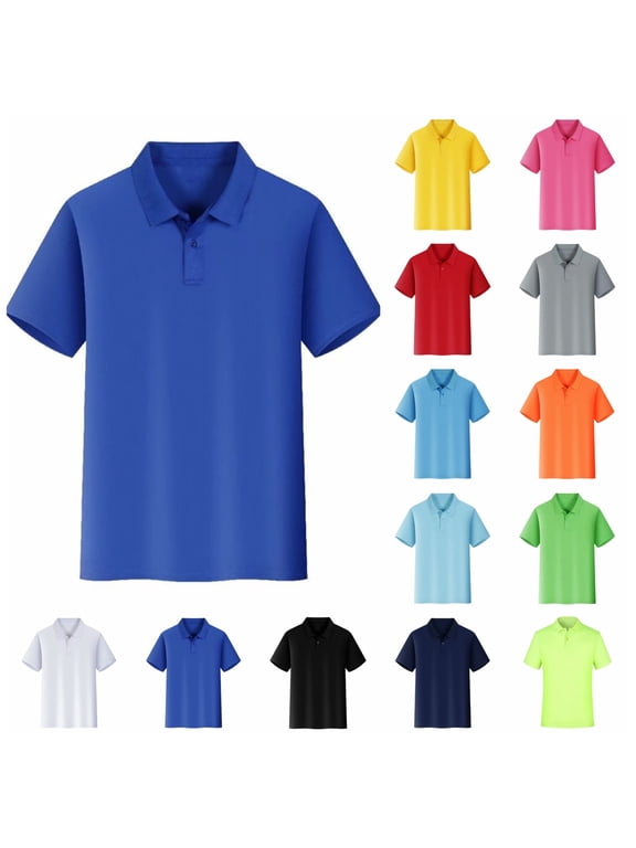 Mens Short Sleeve Pique Polo Shirts Cozy Performance Collared Neckline Comfort Stretch Golf Shirt (Grey,M)